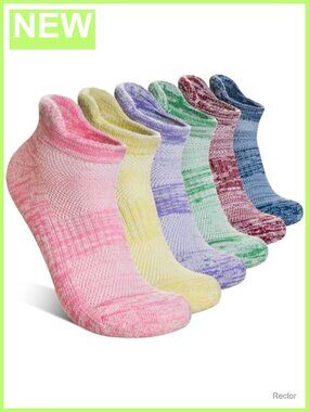 6 Pack Merino Wool Ankle Socks, Running Hiking Half Cushioned No Show